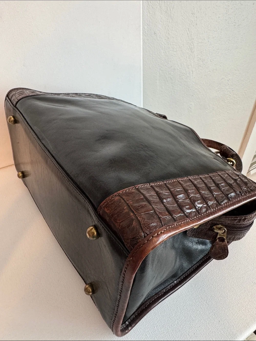 Vintage Brahmin Addison Croc Embossed Leather Satchel